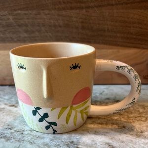 Anthropologie Fotini  Visage Tikkou Face Mug Coffee Cup Green
